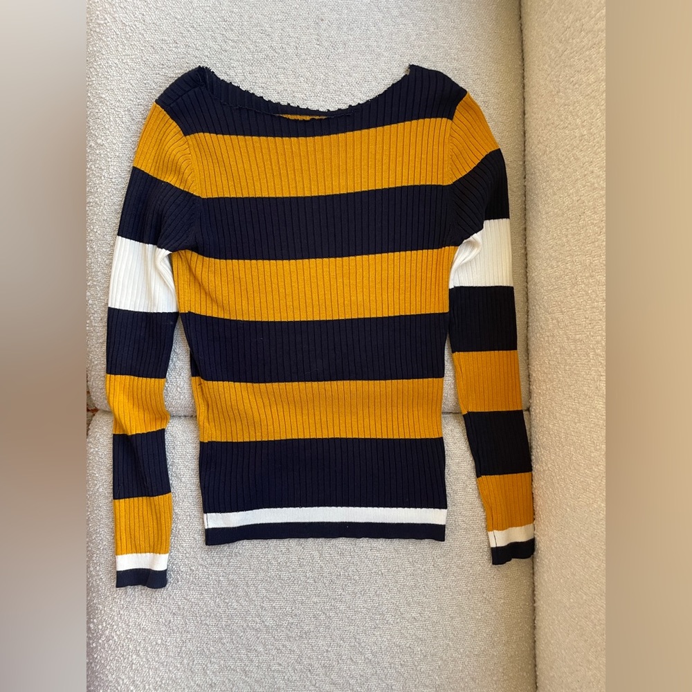 Striped long sleeve fitted sweater
